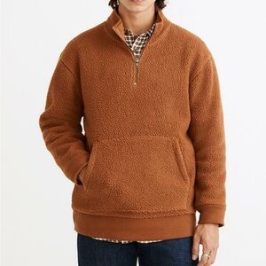 Madewell Men’s Teddy Sherpa Half Zip Rust Fleece Cozy Pullover Size M